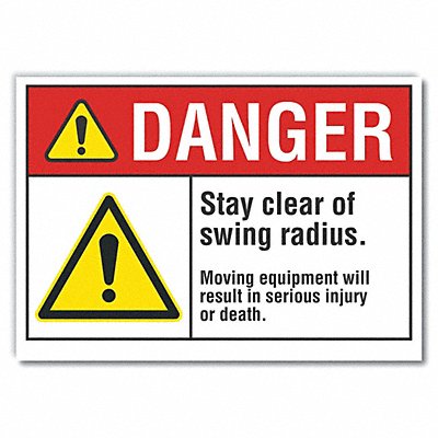 LYLE LCU40064ND7X5 Stay Clear Danger Lbl 5inx7in Polyester