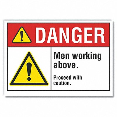 LYLE LCU40065ND14X10 Men Working Danger Lbl 10x14in Polyest