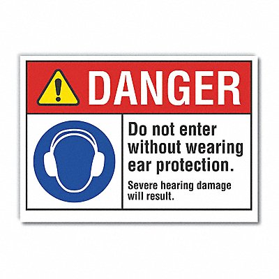 LYLE LCU40085ND7X5 Ear Danger Label 5 in x 7 in Polyester