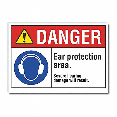 LYLE LCU40086RD14X10 Hearing Danger Reflective Label 10inx14in