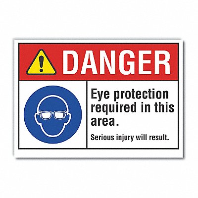 LYLE LCU40088RD5X35 Eye Danger Reflective Label 3.5in x 5in