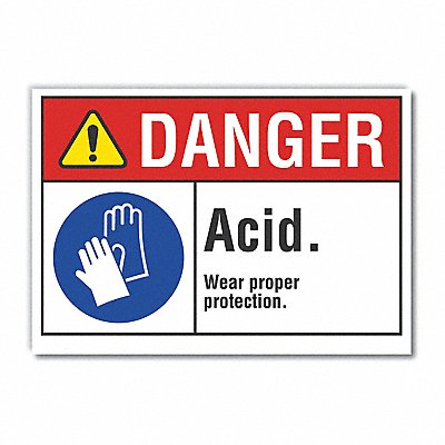LYLE LCU40091RD5X35 Acid Danger Reflective Label 3.5in x 5in