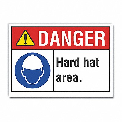 LYLE LCU40096RD14X10 Hard Hat Danger Reflective Label 10inx14in