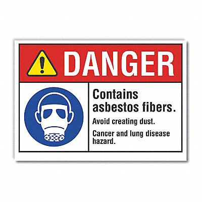 LYLE LCU40097ND7X5 Asbestos Danger Lbl 5inx 7in Polyester