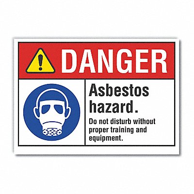 LYLE LCU40101ND7X5 Asbestos Danger Label 5 in x 7 in