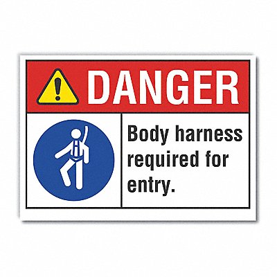 LYLE LCU40102RD5X35 Body Harness Danger Reflective Label 3.5x5in