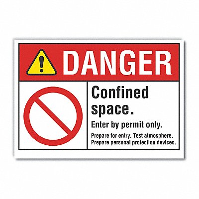 LYLE LCU40104RD10X7 Confined Space Danger Reflective Label 7x10in