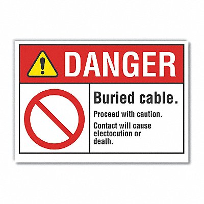 LYLE LCU40112RD7X5 Buried Cable Danger Reflective Label 5inx7in