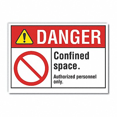 LYLE LCU40115RD14X10 Confined Space Danger Reflective Lbl 10x14in