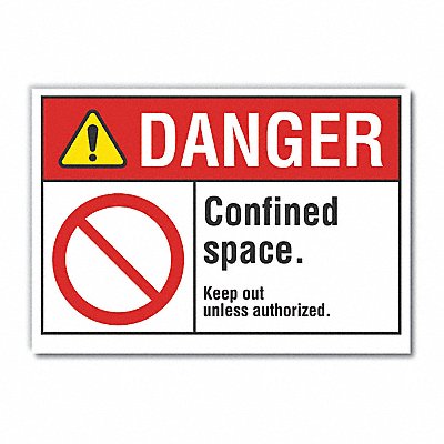 LYLE LCU40117RD10X7 Confined Space Danger Reflective Label 7x10in