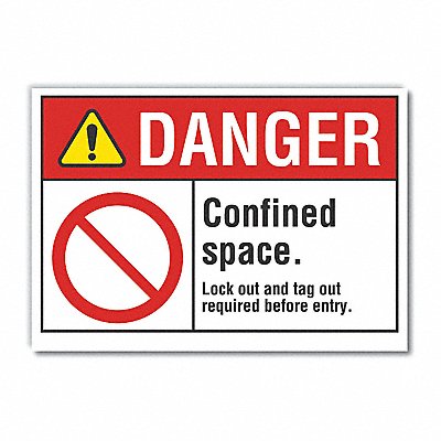 LYLE LCU40118RD10X7 Confined Space Danger Reflective Label 7x10in
