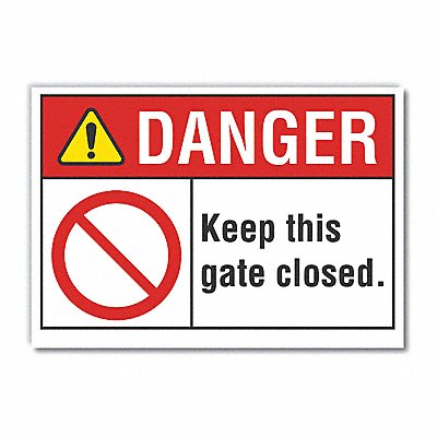 LYLE LCU40122ND5X35 Gate Operation Danger Label 3 1/2x5in