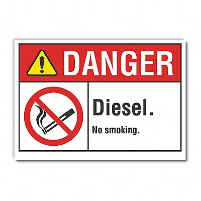 LYLE LCU40127ND14X10 Diesel Danger Label 10inx14in Polyester