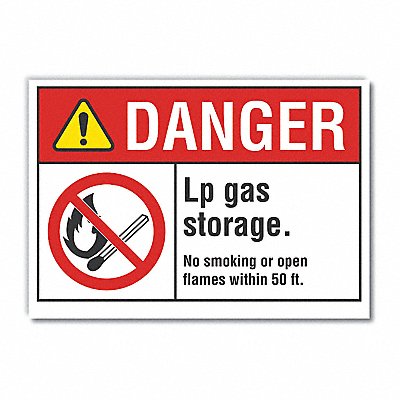 LYLE LCU40135RD10X7 No Smoking Danger Reflective Label 7inx10in