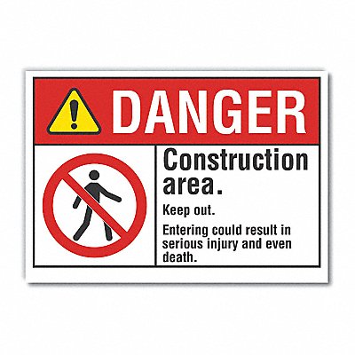 LYLE LCU40138ED10x7 Danger Sign 7 in x 10 in Non-PVC Polymer