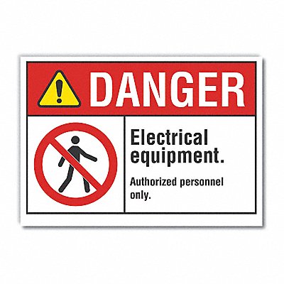 LYLE LCU40139RD14X10 Elec Equip Danger Reflective Label 10x14in