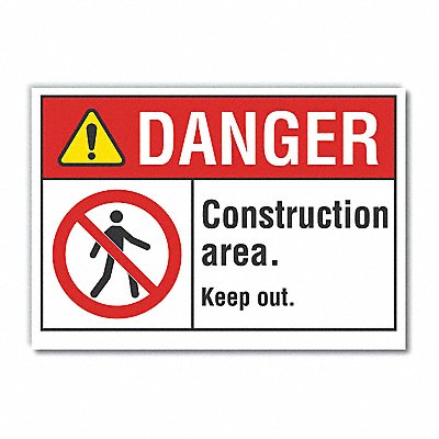 LYLE LCU40140ND10X7 Construct Area Danger Lbl 7x10in Polyest