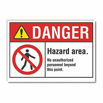 LYLE LCU40141RD14X10 Hazard Area Danger Reflective Label 10inx14in