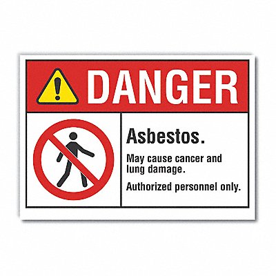LYLE LCU40142ND7X5 Asbestos Danger Label 5 in x 7 in