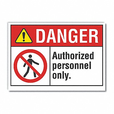 LYLE LCU40143RD10X7 Auth Personnel Danger Reflective Lbl 7x10in