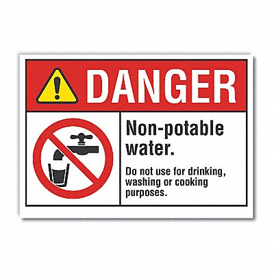 LYLE LCU40146RD14X10 Potable Water Danger Reflective Label 10x14in