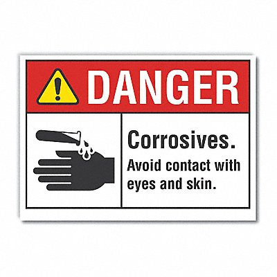 LYLE LCU40149ND7X5 Corrosive Mtrl Danger Lbl 5x7in