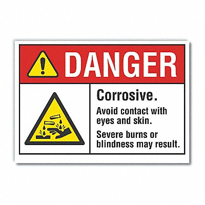 LYLE LCU40150ND5X35 Corrosive Mtrl Danger Lbl 3.5x5in