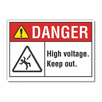 LYLE LCU40153RD5X35 High Voltage Danger Reflective Label 3.5x5in