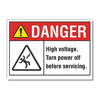 LYLE LCU40154RD5X35 High Voltage Danger Reflective Label 3.5x5in