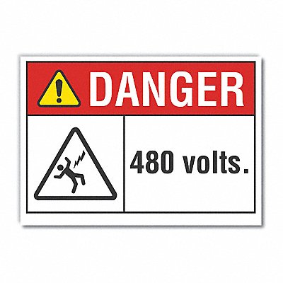 LYLE LCU40155RD10X7 Voltage Danger Reflective Label 7inx10in