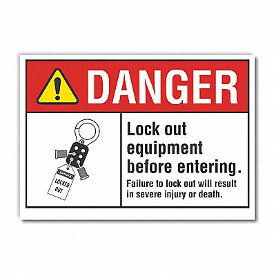 LYLE LCU40163ND5X35 Lockout Tagout DangerLbl 3.5x5in Polyest