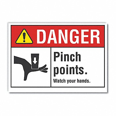 LYLE LCU40164ND7X5 Pinch Point Danger Lbl 5inx7in Polyester