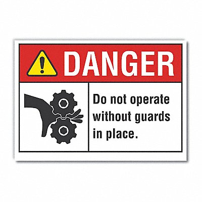 LYLE LCU40167ND10X7 Machine Guards Danger Lbl 7x10in Polyest