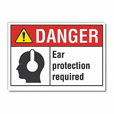 LYLE LCU40173RD5X35 Hearing Danger Reflective Label 3.5inx5in