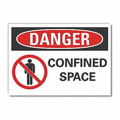 LYLE LCU40207RD5X35 Confined Space Danger Reflective Lbl 3.5x5in