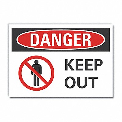 LYLE LCU40209ND5X35 Keep Out Danger Label 3.5x5in Polyester