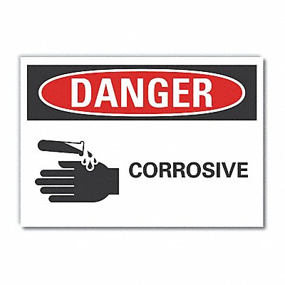 LYLE LCU40216RD5X35 Corrosive Mtrls Danger Reflective Label 3.5x5in