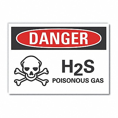 LYLE LCU40220ND5X35 H(2)S Poisonous Gas Danger Lbl 3.5x5in