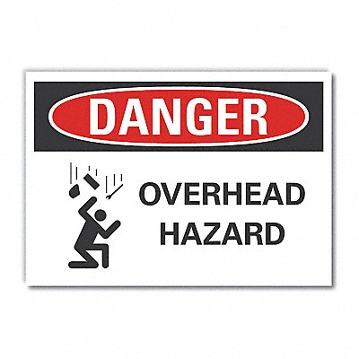 LYLE LCU40254RD10X7 Overhead Hazard Danger Reflective Lbl 7x10in
