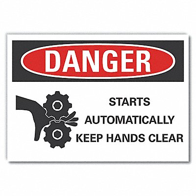 LYLE LCU40263ND5X35 Hands Clear Danger Label 3.5x5in Polyest