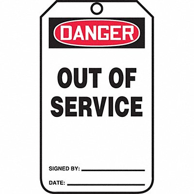 ACCUFORM MDT158CTP DangerTag Out Of Serv 0.010 Thick PK25