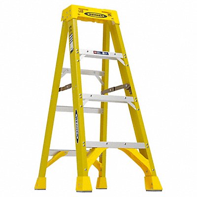 WERNER 6304 Stepladder Fiberglass 4 ft H 375 lb Cap