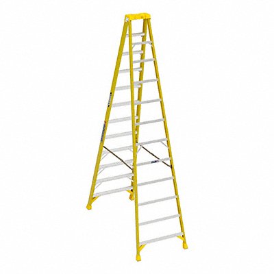 WERNER 6312 Stepladder Fiberglass 12 ft H 375 lb Cap