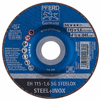 PFERD 63167 Depressed Centre Cut Off Wheel 7/8 CN Unthreaded Hole