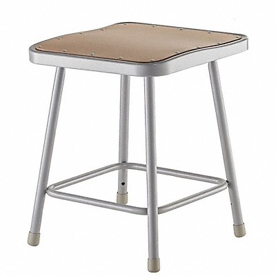 NATIONAL PUBLIC SEATING 6318 Square Stool Welded Tube Leg Gry 17.5 H