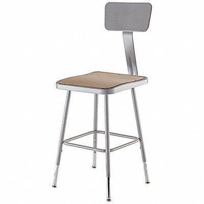 NATIONAL PUBLIC SEATING 6318HB Square Stool Adjustable Legs Grey 32 H