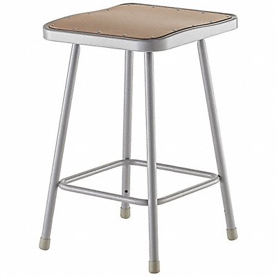 NATIONAL PUBLIC SEATING 6324 Square Stool Welded Tube Leg Grey 24 H