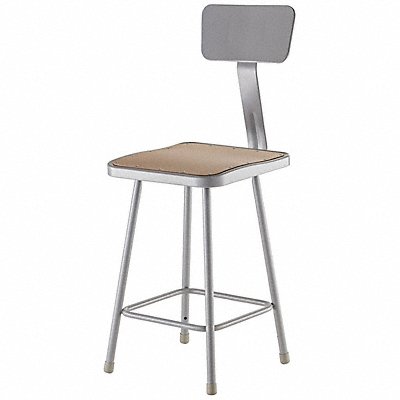 NATIONAL PUBLIC SEATING 6324B Square Stool Welded Tube Leg Grey 37 H