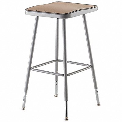 NATIONAL PUBLIC SEATING 6324H Square Stool Adjustable Legs Grey 24 H