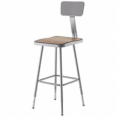NATIONAL PUBLIC SEATING 6324HB Square Stool Adjustable Legs Grey 38 H